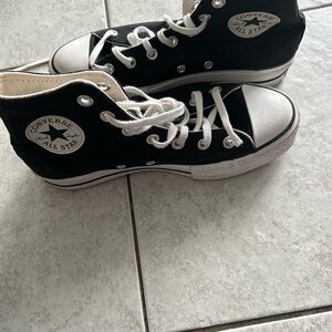 Converse Black and White High-Top Sneakers platform